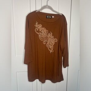 Bob Mackie Wearable Art Floral Sequin Top Blouse NWOT Women’s Plus Size 2X